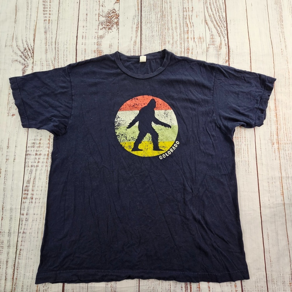 Colorado Bigfoot‎ Blue Short Sleeve Cotton T-Shirt Men's XL